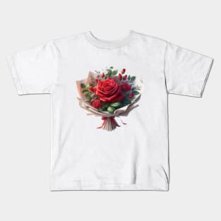 Red Roses bouquet flowers  floral Kids T-Shirt